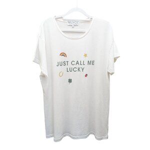 New Wildfox 'Just Call Me Lucky' Oversized Loose Tee T-Shirt Size Small